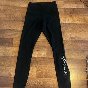 PINK Black Leggings with White Print